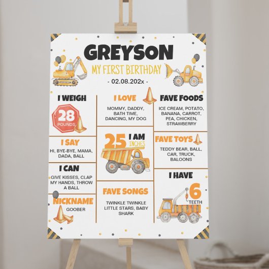 Bau-Lastkraftwagen Geburtstag Milestone-Zeichen Poster