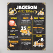 Bau-Lastkraftwagen Geburtstag Milestone-Zeichen Poster (Vorne)