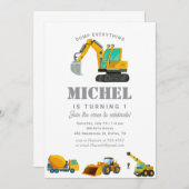 Bau-Lkw Geburtstagsparty Dekoration Einladung (Vorne/Hinten)