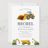 Bau-Lkw Geburtstagsparty Dekoration Einladung (Vorderseite)