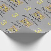 Bau-LKW Muster Geburtsname & Alter Geschenkpapier (Ecke)