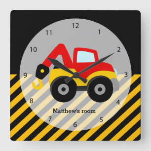 Bau-LKW Quadratische Wanduhr