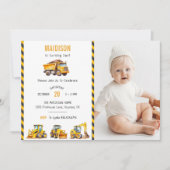 Bau-LKW Thema Geburtstagsparty Foto Einladung (Vorderseite)