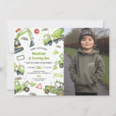 Bau-LKW Thema Geburtstagsparty Foto Einladung (Vorderseite)