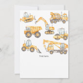 Bau-LKWs 2. Geburtstag Party Einladung (Rückseite)