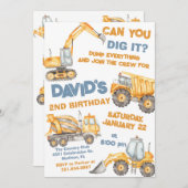 Bau-LKWs 2. Geburtstag Party Einladung (Vorne/Hinten)