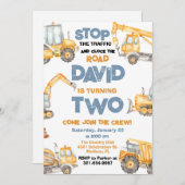 Bau-LKWs 2. Geburtstag Party Einladung (Vorne/Hinten)