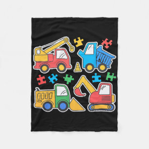 Bau-LKWs Bagger Autismus-Bewusstseins-T-Shirt Fleecedecke
