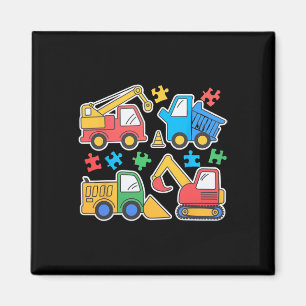 Bau-LKWs Bagger Autismus-Bewusstseins-T-Shirt Magnet