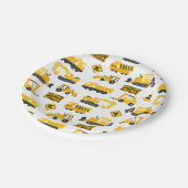 Bau-LKWs Geburtstagsparty Muster weiß Pappteller (Schrägansicht)