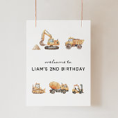 Bau-LKWs Modernes Geburtsdatum Begrüßungszeichen Poster