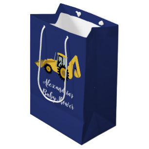 Bau-Löffelbagger-Babyparty-Geschenk-Tasche Mittlere Geschenktüte