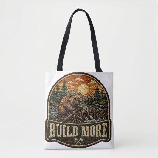 Bau mehr Biber Außenaufnäher Tasche (Vorderseite)