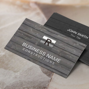 Bau-Metallmonogramm-Holz beruflich Visitenkarte