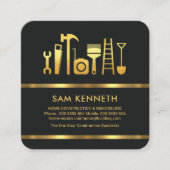 Bau Minimalistischer Black Gold Lines Quadratische Visitenkarte (Vorderseite)
