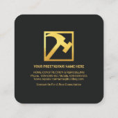 Bau Minimalistischer Black Gold Lines Quadratische Visitenkarte (Rückseite)