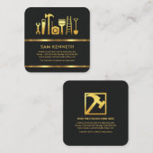 Bau Minimalistischer Black Gold Lines Quadratische Visitenkarte (Vorne/Hinten)