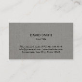Bau Moderne Monogram-Klasse Grau Linen Visitenkarte (Rückseite)