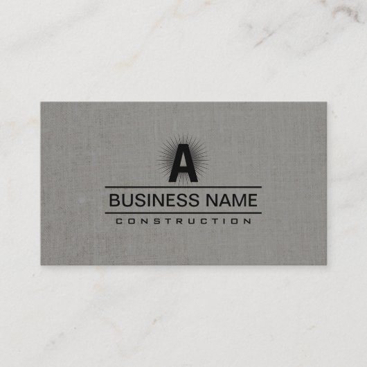 Bau Moderne Monogram-Klasse Grau Linen Visitenkarte (Vorderseite)