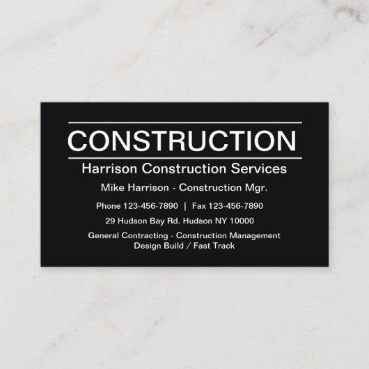 Bau modernes Deisgn Visitenkarte (Vorderseite)