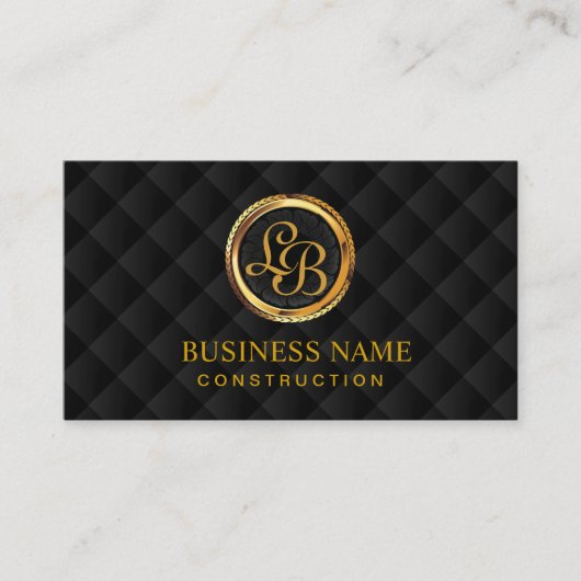 Bau Monogram Gold Initials Logo Modern Visitenkarte (Vorderseite)