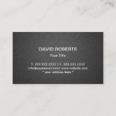 Bau-Monogramm-modernes schwarzes Leder Visitenkarte (Rückseite)