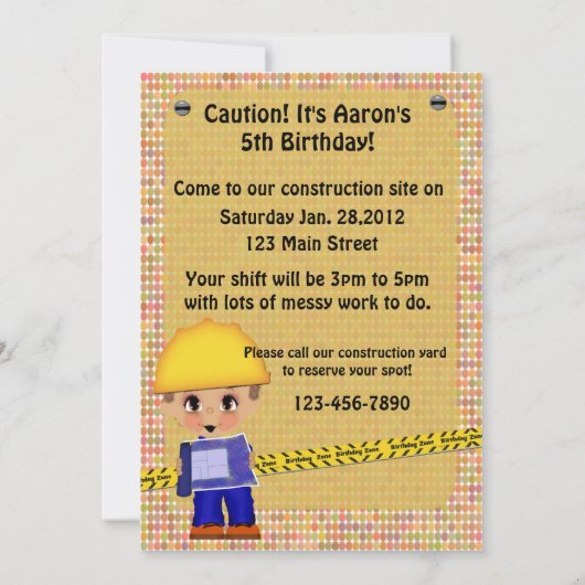 Bau-Party Einladung (Rückseite)