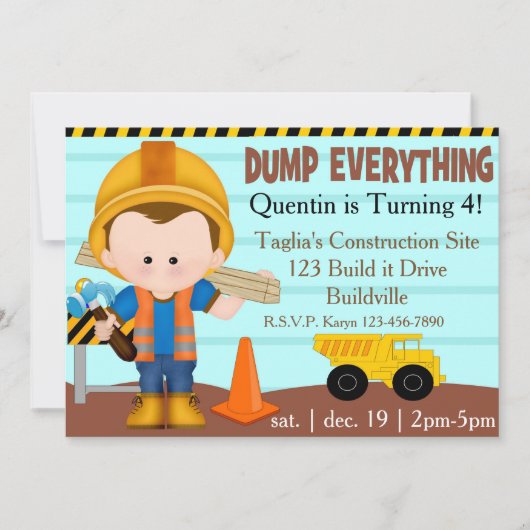 Bau-Party laden ein Einladung (Vorderseite)