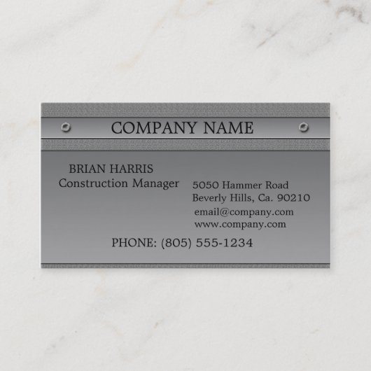 Bau-silbernes Metall prägeartiger Klassiker Visitenkarte (Vorderseite)