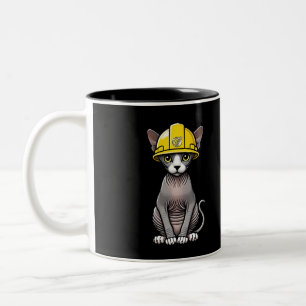 Bau Sphynx Cat Hard Hat haarlose Katze Kunst Zweifarbige Tasse