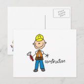 Bau-Strichmännchen Postkarte (Vorne/Hinten)