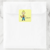 Bau-Strichmännchen Quadratischer Aufkleber (Tasche)