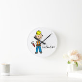Bau-Strichmännchen Runde Wanduhr (Zuhause)