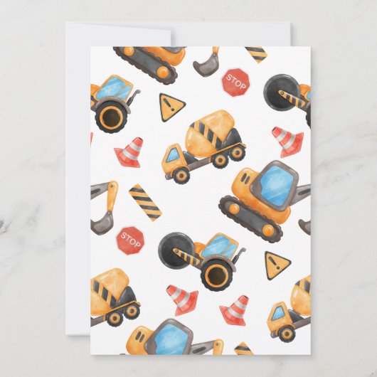 Bau Thema 3 Geburtstag Party Einladung (Rückseite)