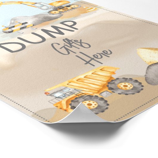 Bau Truck Baby Duschspender hier Poster (Ecke)