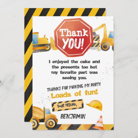 Bau, Truckfahrer Vielen Dank Karte (Vorne/Hinten)