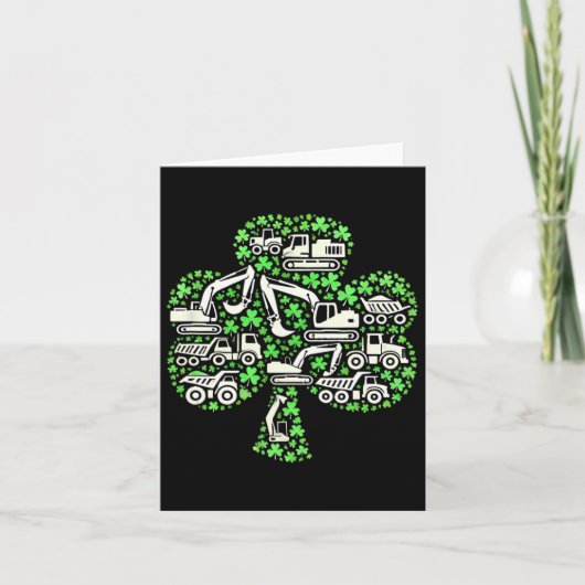 Bau Trucks St Patricks Day Boys Kids Exit Karte (Vorderseite)