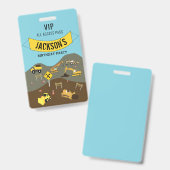 Bau-Trucks Website Thema Geburtstagsparty Ausweis (Vorder- & Rückseite)