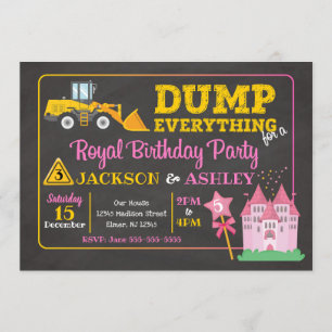 Bau u. Prinzessin Joint Birthday Invitation Einladung