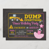 Bau und Ballerina Gemeinsame Einladung zum Geburts (Vorne/Hinten)