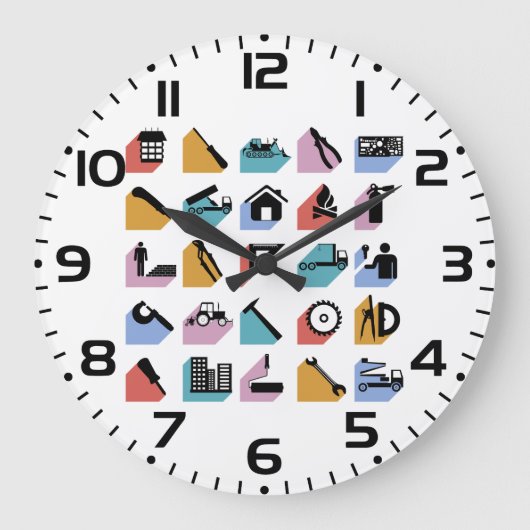 Bau- und Heimwerker-Ikonen Große Wanduhr (Vorderseite)