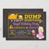 Bau und Prinzessin Gemeinsame Einladung zum Geburt (Vorne/Hinten)