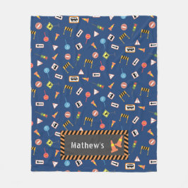 Bau und Straßenschilder blau. Fleecedecke