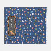 Bau und Straßenschilder blau. Fleecedecke (Vorderseite (Horizontal))