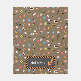 Bau und Straßenschilder braun. Fleecedecke