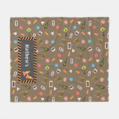 Bau und Straßenschilder braun. Fleecedecke (Vorderseite (Horizontal))