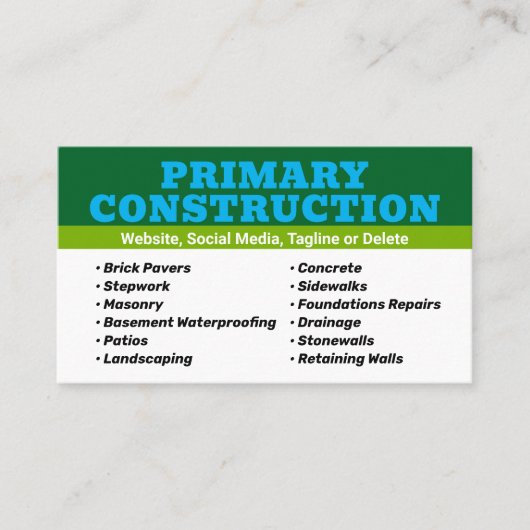 Bau Visitenkarte (Vorderseite)