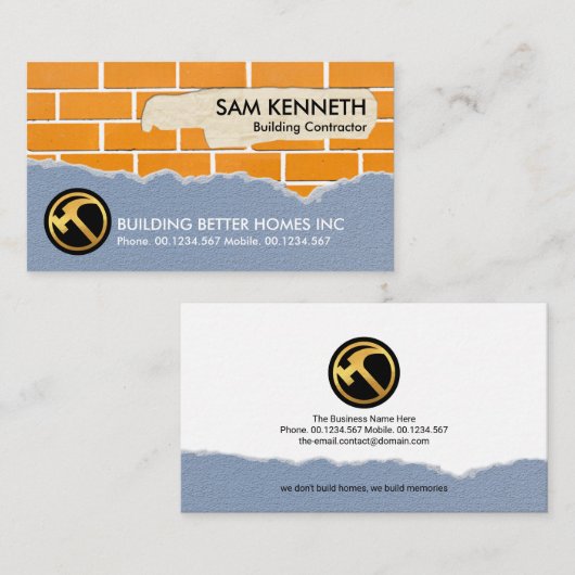 Bau von Creative Brick Plastering Visitenkarte (Vorne/Hinten)