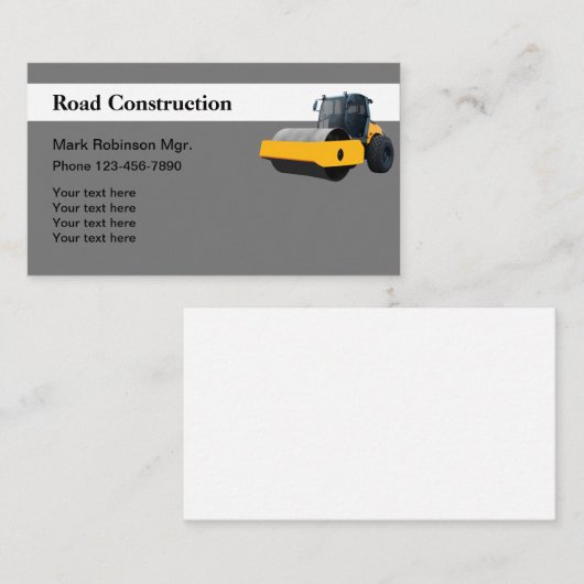 Bau von Dampfrollerstraßen Visitenkarte (Vorne/Hinten)