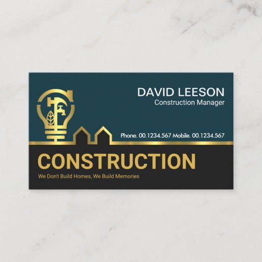 Bau von Gold Handyman Tree Bulb Line Visitenkarte (Vorderseite)